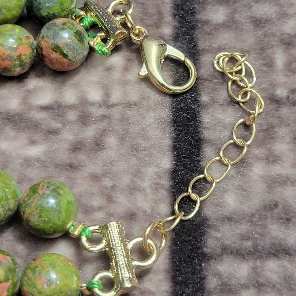 Unakite Two Row Beaded Bracelet - Picture 3 of 12